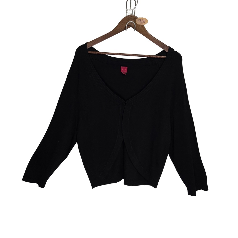 212 Collection Womens XL Black V-Neck Hook Eye Shrug Cardigan Sweater RN73277